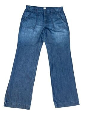 J. Crew jeans lightweight wide leg dark wash linen blend denim 12